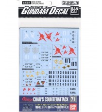Pack décalcomanies Gundam Gunpla - 71 Char S Counterattack Earth HG 1/144