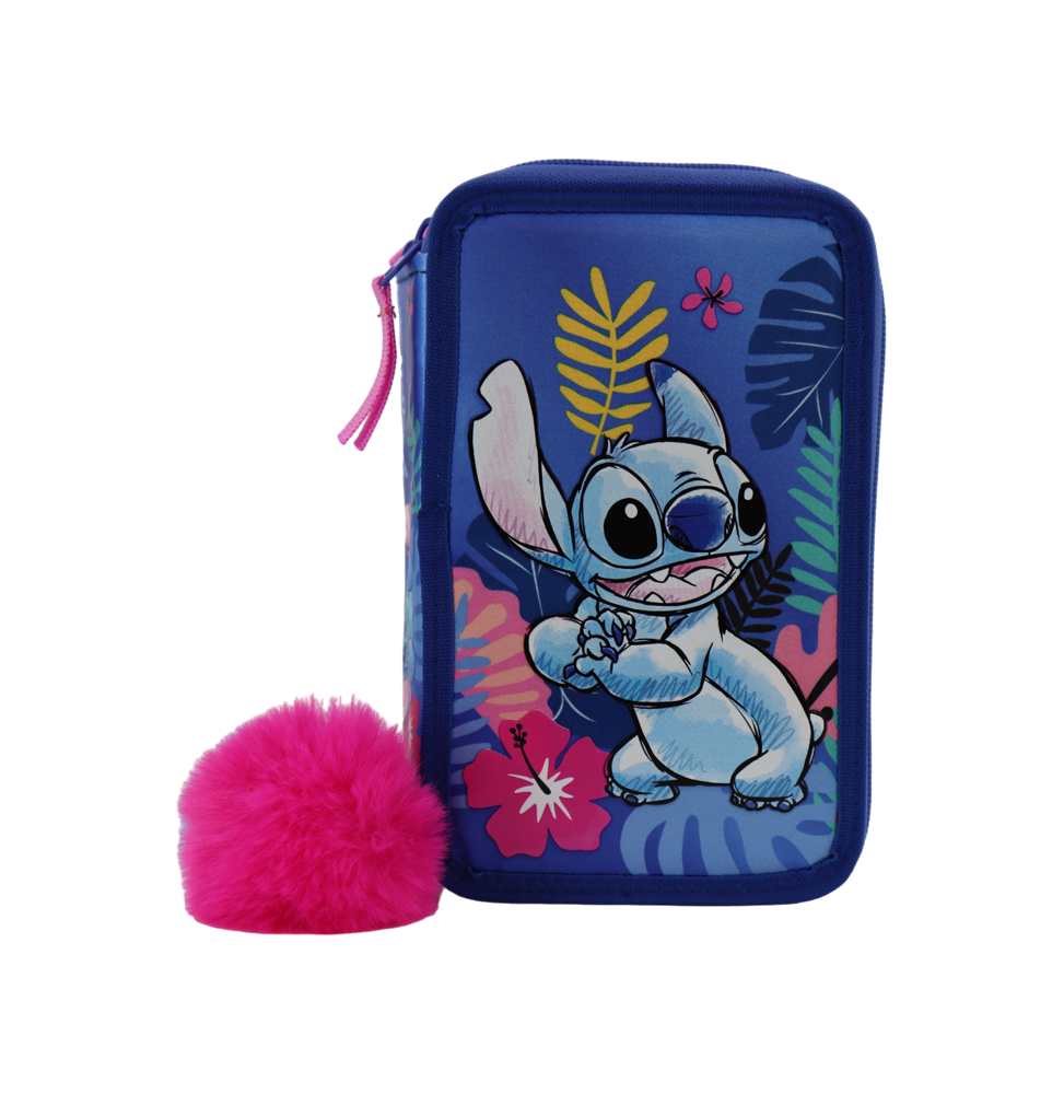 Trousse Disney - Stitch Fleurs 3 Compartiments 19,5x12x7cm