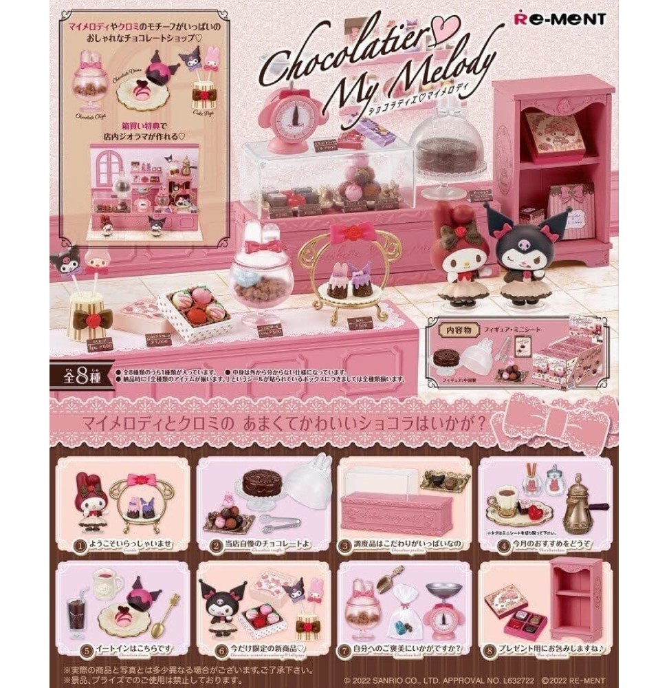 Figurine Sanrio - Chocolatier My Melody Boite 8pcs - Re-ment Figurine Sanrio - Chocolatier My Melody Boite 8pcs - Re-ment